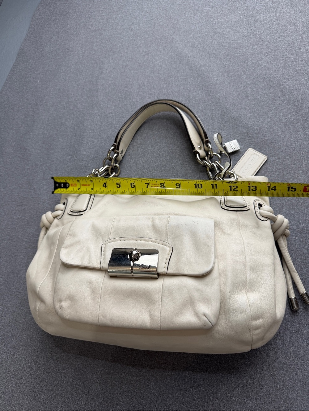 Coach Kristin Off White Leather Satchel Bag - Picture 4 of 10
